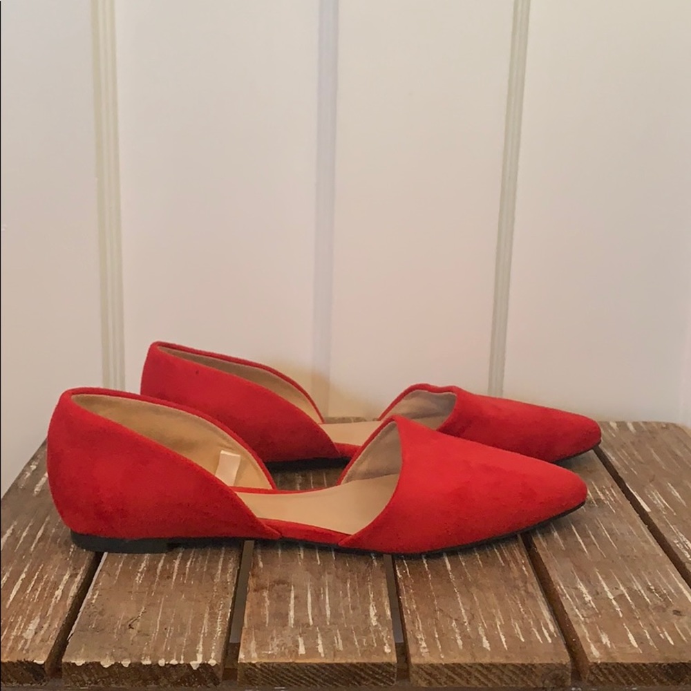 Red suede flats